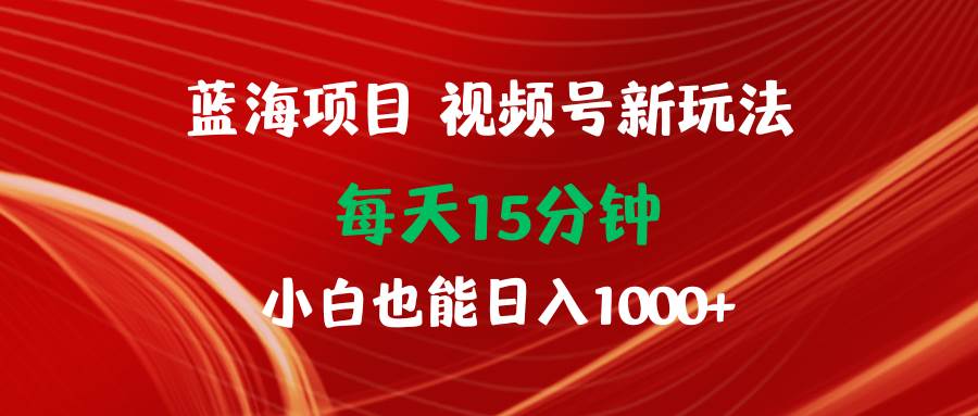 蓝海项目视频号新玩法 每天15分钟 小白也能日入1000+-宝籍资源