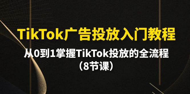 TikTok广告投放入门教程，从0到1掌握TikTok投放的全流程（8节课）-宝籍资源