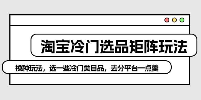 淘宝冷门选品矩阵玩法：换种玩法，选一些冷门类目品，去分平台一点羹-宝籍资源