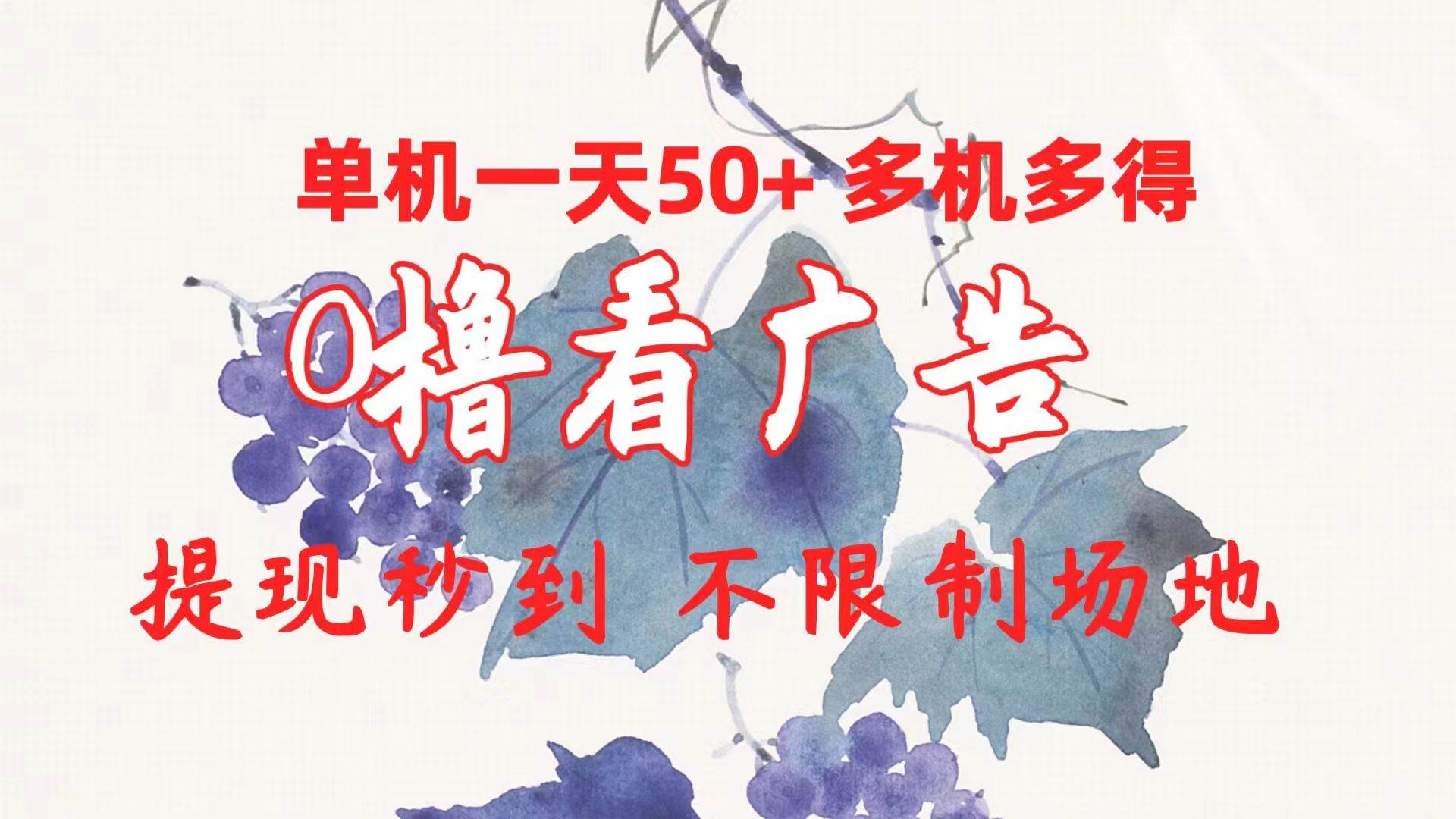 0撸看广告 单机一天50+多机多得 提现秒到 不限制场地操作-宝籍资源