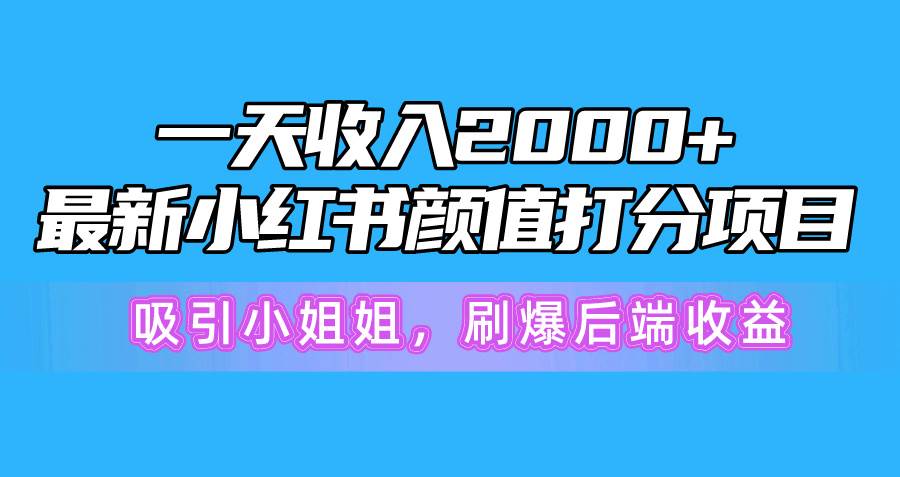 一天收入2000+，最新小红书颜值打分项目，吸引小姐姐，刷爆后端收益-宝籍资源