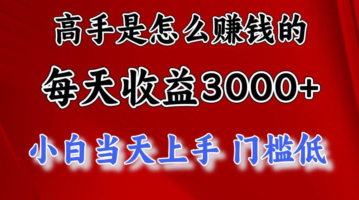 高手是怎么赚钱的，一天收益3000+ 这是穷人逆风翻盘的一个项目，非常稳…-宝籍资源