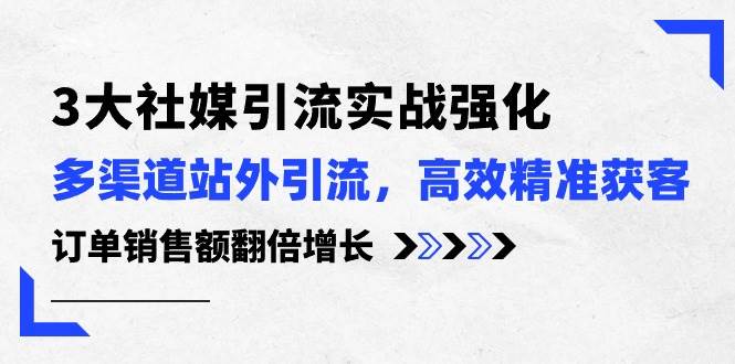 3大社媒引流实操强化，多渠道站外引流/高效精准获客/订单销售额翻倍增长-宝籍资源