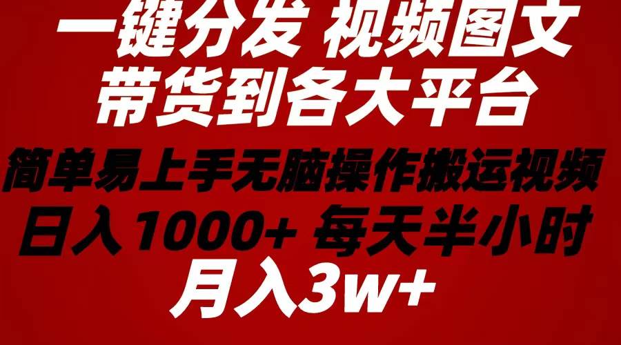 2024年 一键分发带货图文视频  简单易上手 无脑赚收益 每天半小时日入1…-宝籍资源