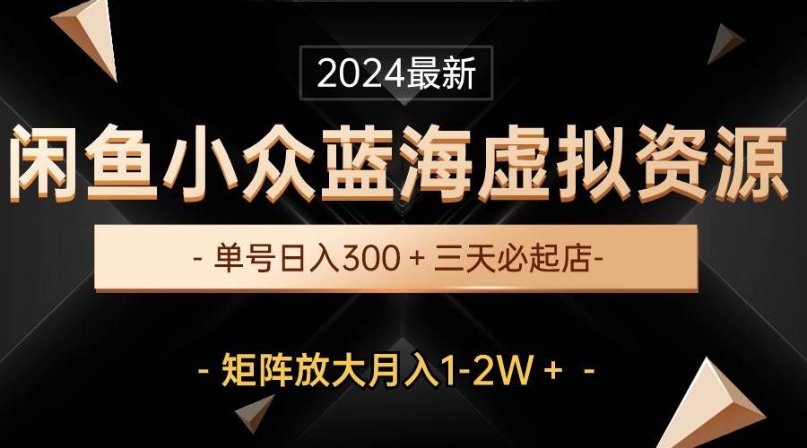 最新闲鱼小众蓝海虚拟资源，单号日入300＋，三天必起店，矩阵放大月入1-2W-宝籍资源