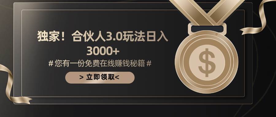 游戏合伙人3.0，日入3000+，无限扩大的蓝海项目-宝籍资源