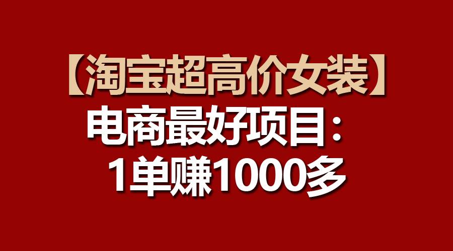 【淘宝超高价女装】电商最好项目：一单赚1000多-宝籍资源