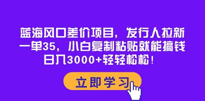 蓝海风口差价项目，发行人拉新，一单35，小白复制粘贴就能搞钱！日入3000+轻轻松松-宝籍资源