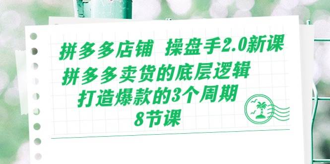 拼多多店铺 操盘手2.0新课，拼多多卖货的底层逻辑，打造爆款的3个周期-8节-宝籍资源
