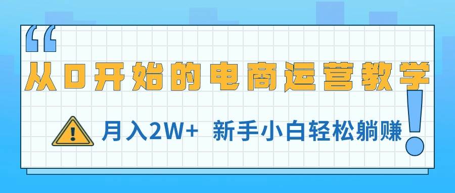 从0开始的电商运营教学，月入2W+，新手小白轻松躺赚-宝籍资源
