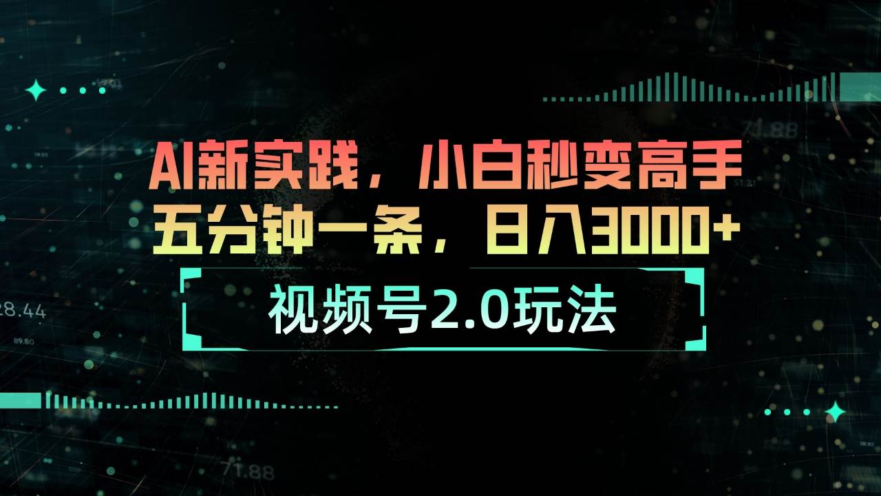 视频号2.0玩法 AI新实践，小白秒变高手五分钟一条，日入3000+-宝籍资源