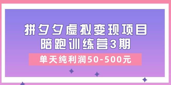 某收费培训《拼夕夕虚拟变现项目陪跑训练营3期》单天纯利润50-500元-宝籍资源
