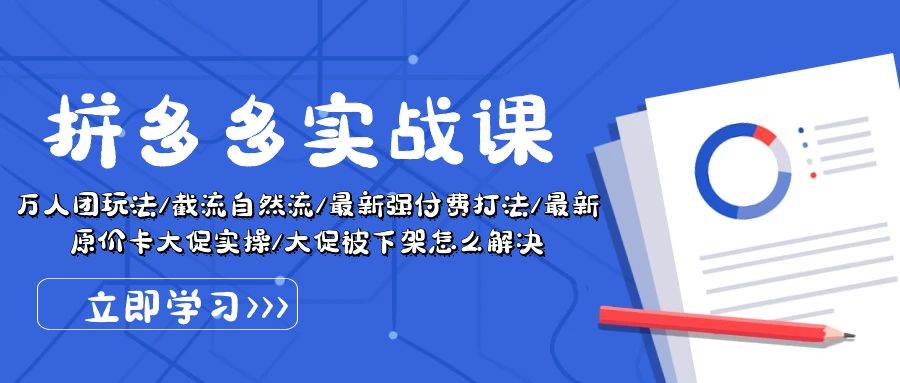 拼多多·实战课：万人团玩法/截流自然流/最新强付费打法/最新原价卡大促..-宝籍资源