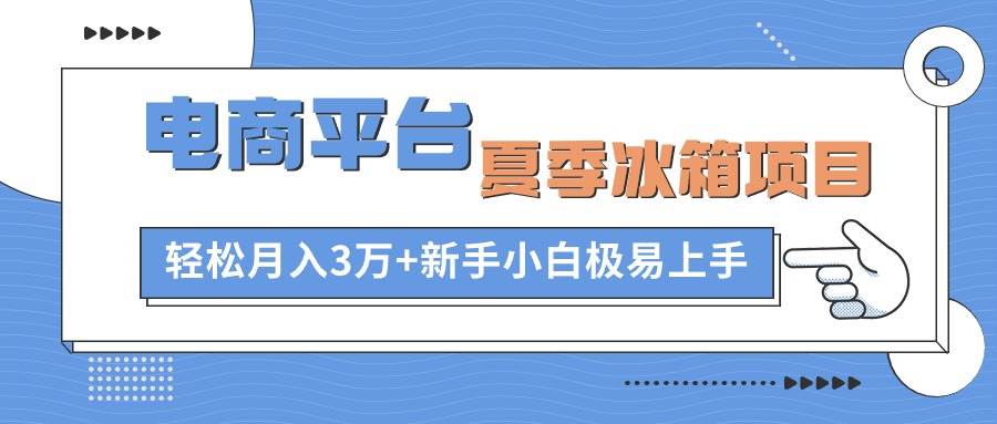 电商平台夏季冰箱项目，轻松月入3万+，新手小白极易上手-宝籍资源