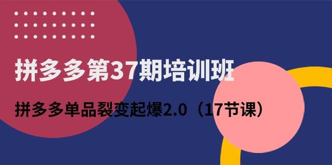拼多多第37期培训班：拼多多单品裂变起爆2.0（17节课）-宝籍资源