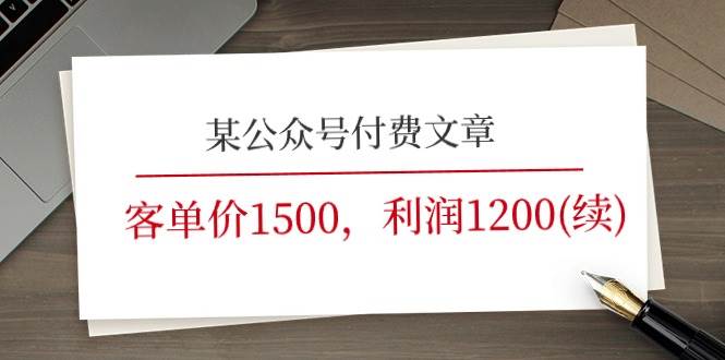 某公众号付费文章《客单价1500，利润1200(续)》市场几乎可以说是空白的-宝籍资源