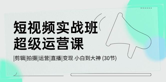 短视频实战班-超级运营课，|剪辑|拍摄|运营|直播|变现 小白到大神 (30节)-宝籍资源