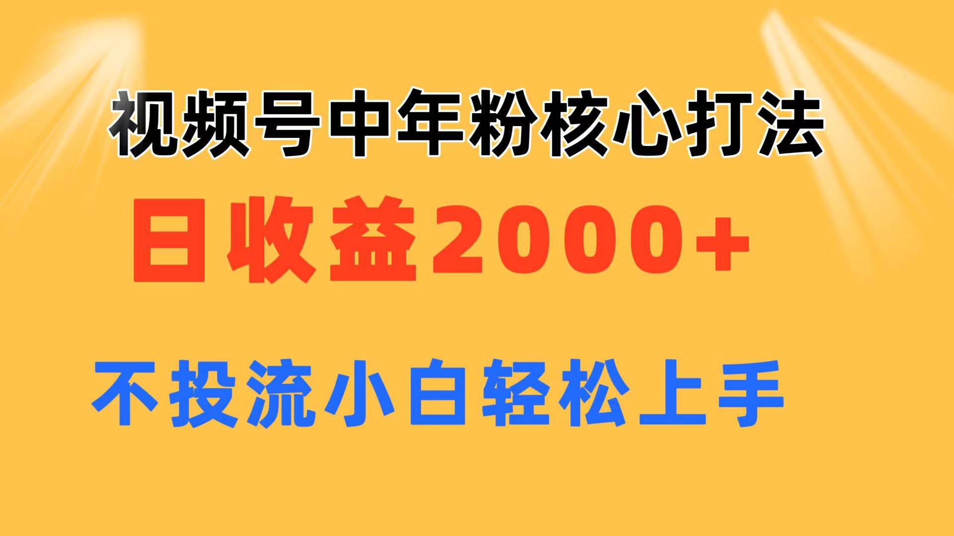 视频号中年粉核心玩法 日收益2000+ 不投流小白轻松上手-宝籍资源