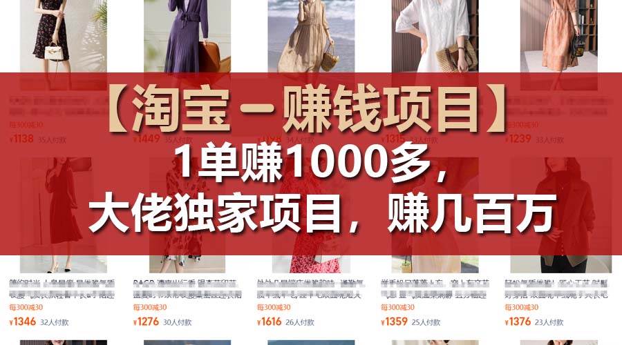 【淘宝赚钱项目】1单可赚1000多，大佬独家项目，年赚几百万-宝籍资源
