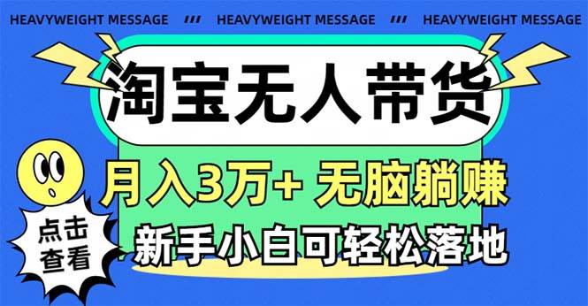 淘宝无人带货3.0高收益玩法，月入3万+，无脑躺赚，新手小白可落地实操-宝籍资源