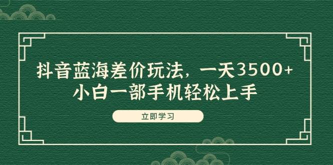 抖音蓝海差价玩法，一天3500+，小白一部手机轻松上手-宝籍资源