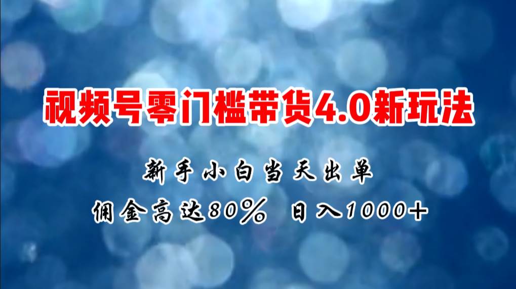 微信视频号零门槛带货4.0新玩法，新手小白当天见收益，日入1000+-宝籍资源