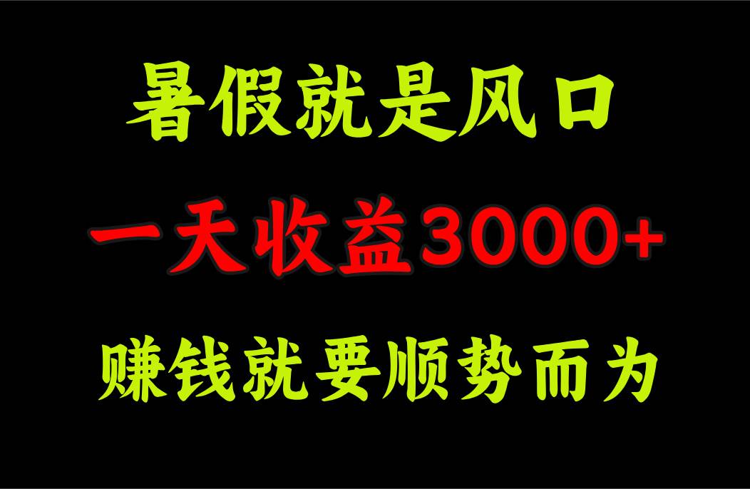 一天收益3000+ 赚钱就是顺势而为，暑假就是风口-宝籍资源