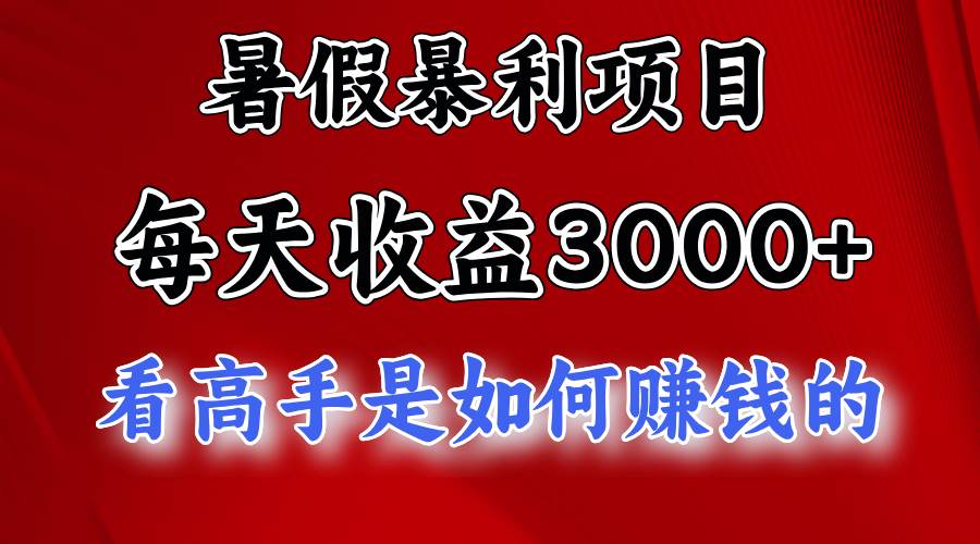 暑假暴利项目，每天收益3000+ 努努力能达到5000+，暑假大流量来了-宝籍资源