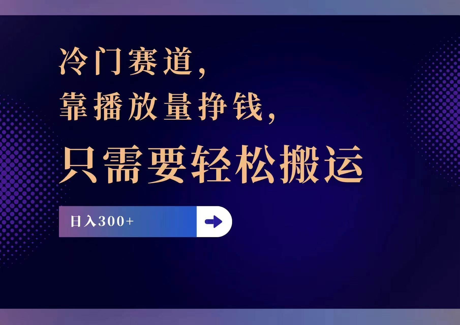 冷门赛道，靠播放量挣钱，只需要轻松搬运，日赚300+-宝籍资源