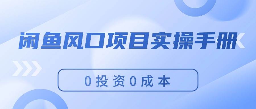 闲鱼风口项目实操手册，0投资0成本，让你做到，月入过万，新手可做-宝籍资源
