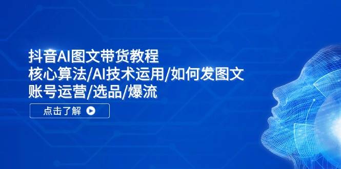 抖音AI图文带货教程：核心算法/AI技术运用/如何发图文/账号运营/选品/爆流-宝籍资源
