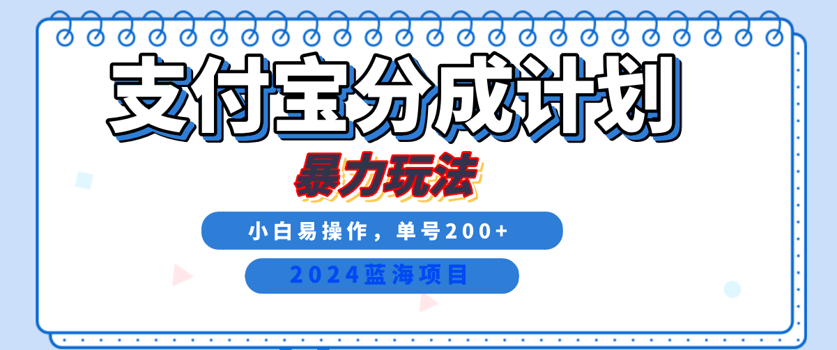 2024最新冷门项目，支付宝视频分成计划，直接粗暴搬运，日入2000+，有手就行！-宝籍资源