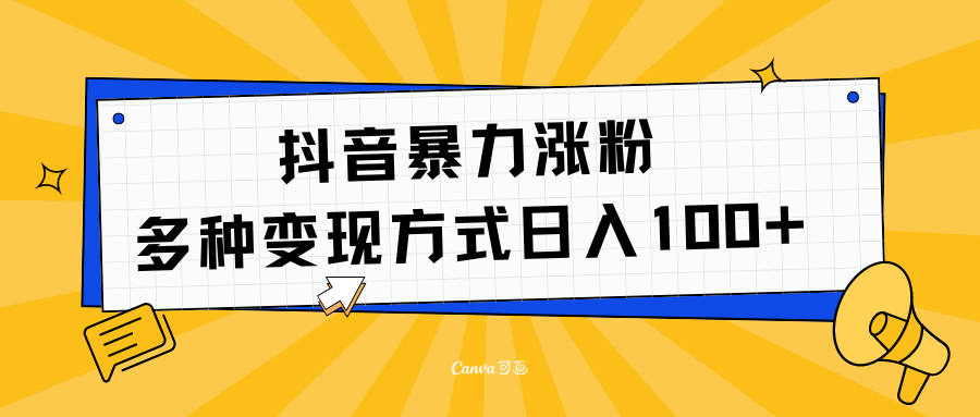 抖音暴力涨粉：多方式变现 日入100+-宝籍资源