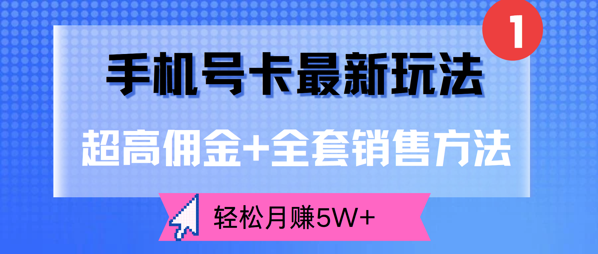 超高佣金+全套销售方法，手机号卡最新玩法，轻松月赚5W+-宝籍资源