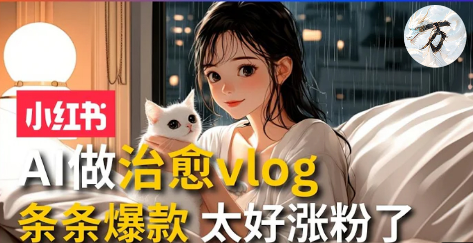 AI治愈系vlog动画视频，小红书7天 涨粉破千，商单报价1500+，0成本制作，日入2000+，有手就会 -宝籍资源