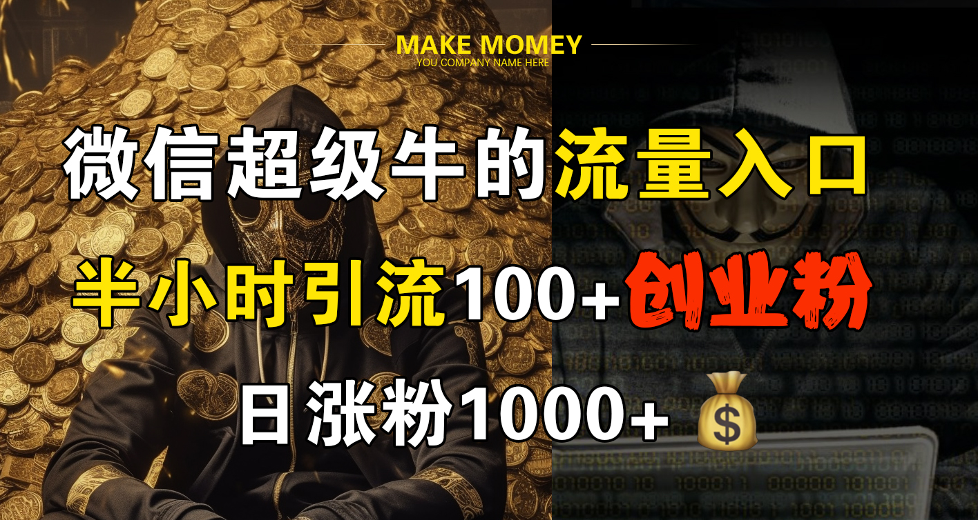 微信超级牛的流量入口，半小时引流100+创业粉，日涨粉1000+-宝籍资源