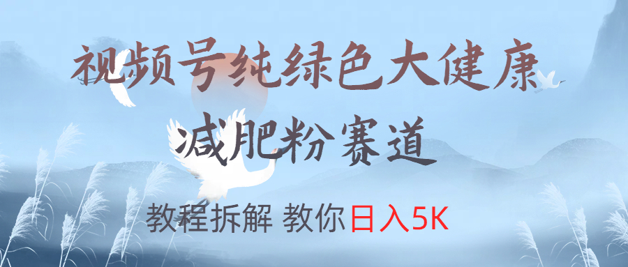 视频号纯绿色大健康粉赛道，教程拆解，教你日入5K-宝籍资源