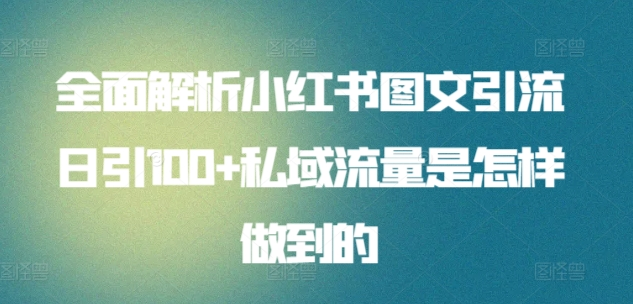 暴力引流 小红书图文引流日引100私域全面拆解【打粉人必看】-宝籍资源