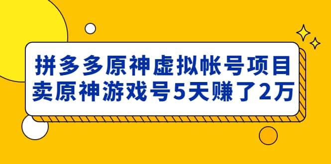 图片[1]-外面卖2980的拼多多原神虚拟帐号项目-宝籍资源