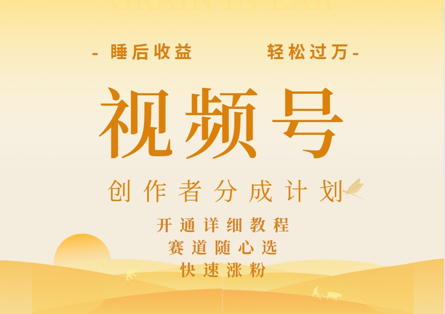 详解视频号创作者分成计划，暴力起号，可同步多平台，实现睡后收入2W+，看懂即可操作！-宝籍资源