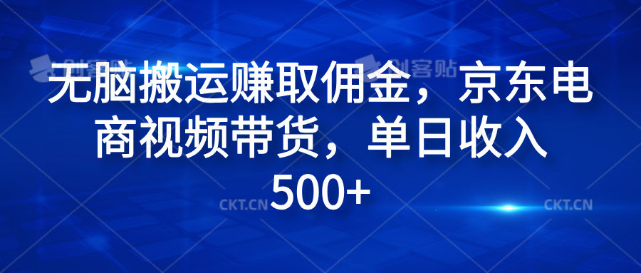 无脑搬运赚取佣金，京东电商视频带货，单日收入500+-宝籍资源
