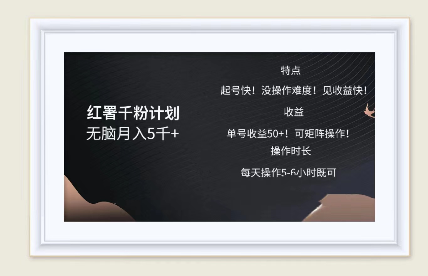 红薯千粉计划无脑月入5千➕！既做既赚！-宝籍资源