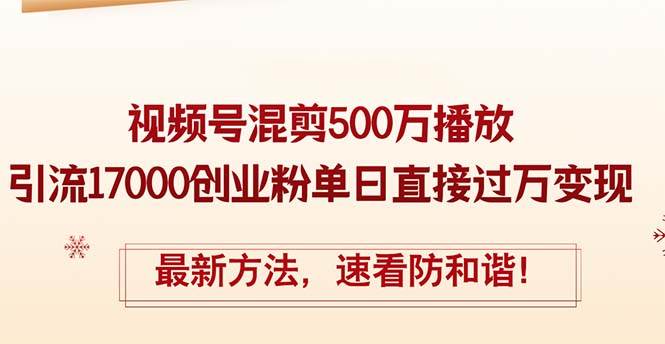 精华帖视频号混剪500万播放引流17000创业粉，单日直接过万变现，最新方…-宝籍资源