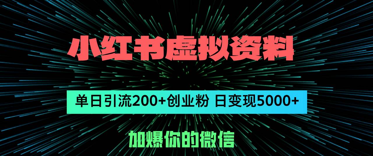 小红书虚拟资料日引流200+创业粉，单日变现5000+-宝籍资源