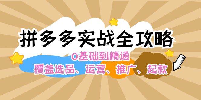 拼多多实战全攻略：0基础到精通，覆盖选品、运营、推广、起款-宝籍资源